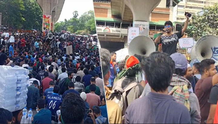 শাহবাগ মোড় অবরোধ করে প্রকৌশল শিক্ষার্থীদের বিক্ষোভ