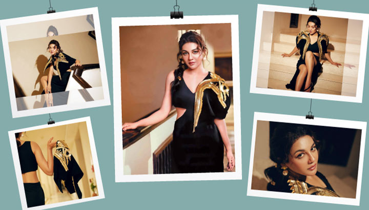 কালো-সোনালি সাজে আবেদনময়ী লুকে জয়া 