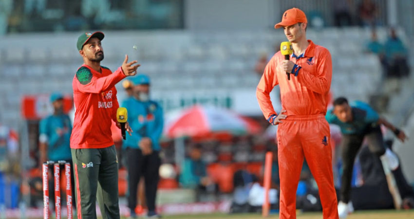 নেদারল্যান্ডসের বিপক্ষে টসে হেরে ব্যাটিংয়ে বাংলাদেশ