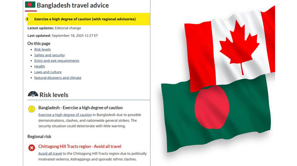 বাংলাদেশ ভ্রমণে কানাডার সতর্কতা জারি